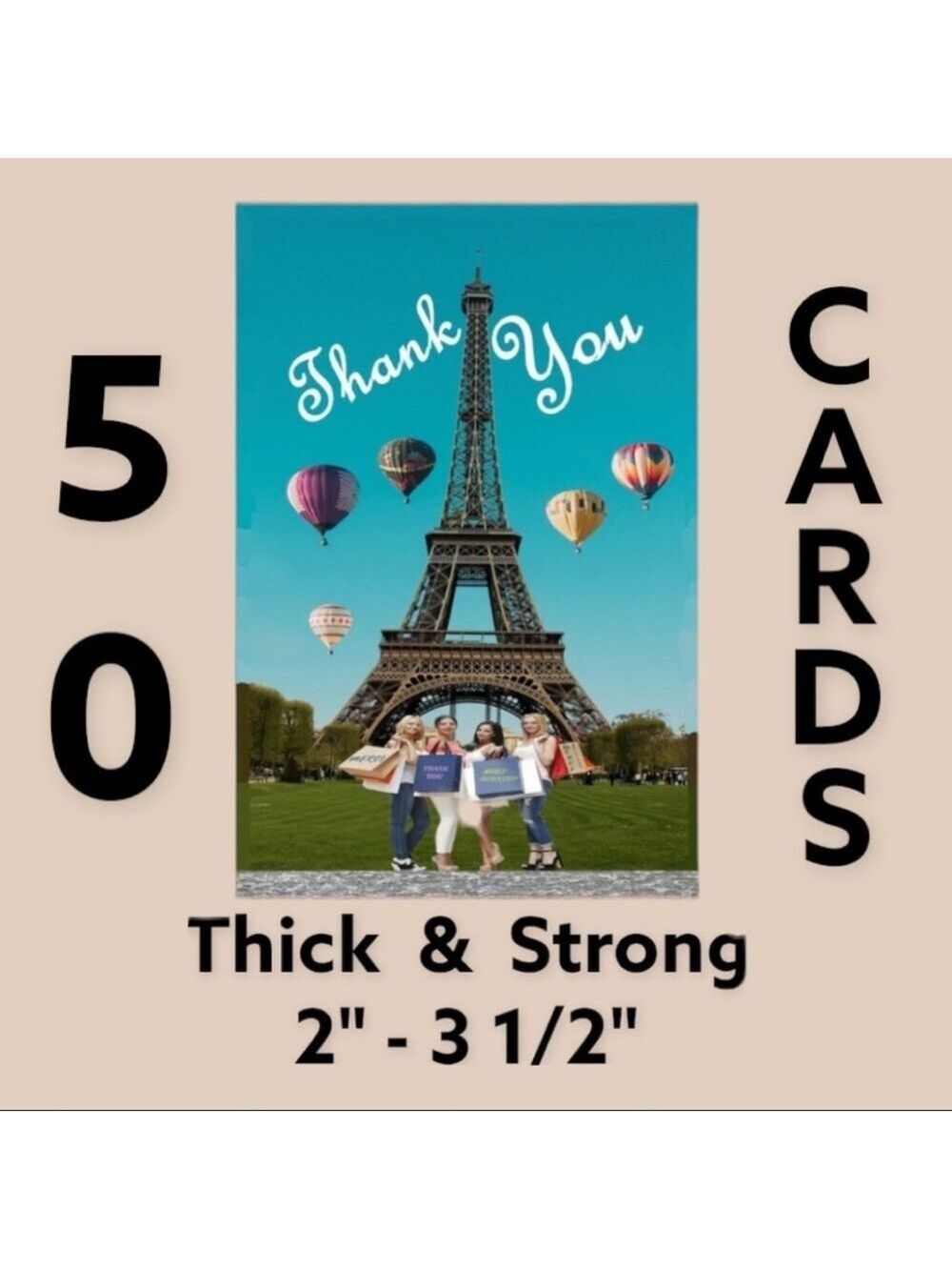 50 2" - 3 1/2"  Eiffel Tower Shopping Girls Cards. PRICE IS FIRM
